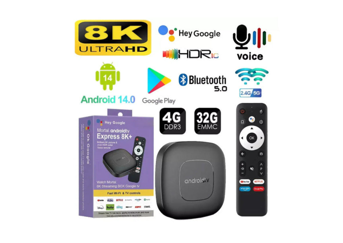 Tv Box Android 14 TV Mortal 1 8K 2X16 GB Control Comando Voz