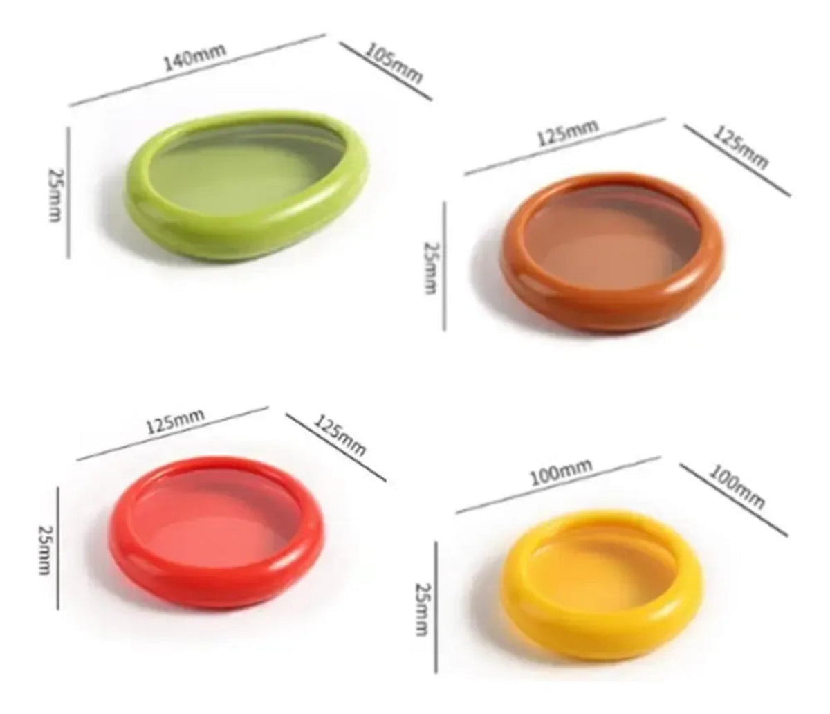 Juego X4 Contenedores Silicona Frutas Verduras Four Colors