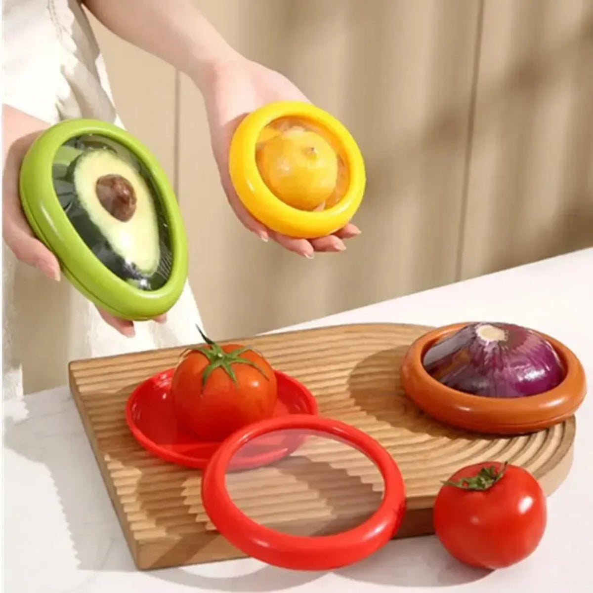 Juego X4 Contenedores Silicona Frutas Verduras Four Colors