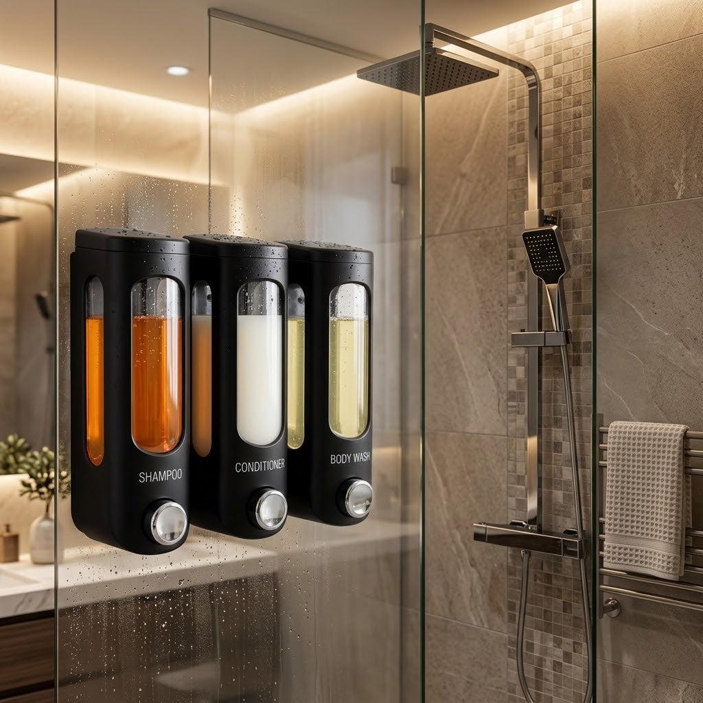 Dispensador De Shampú Y Acondicionador – Dispensador De Jabón Negro, Paquete De 3