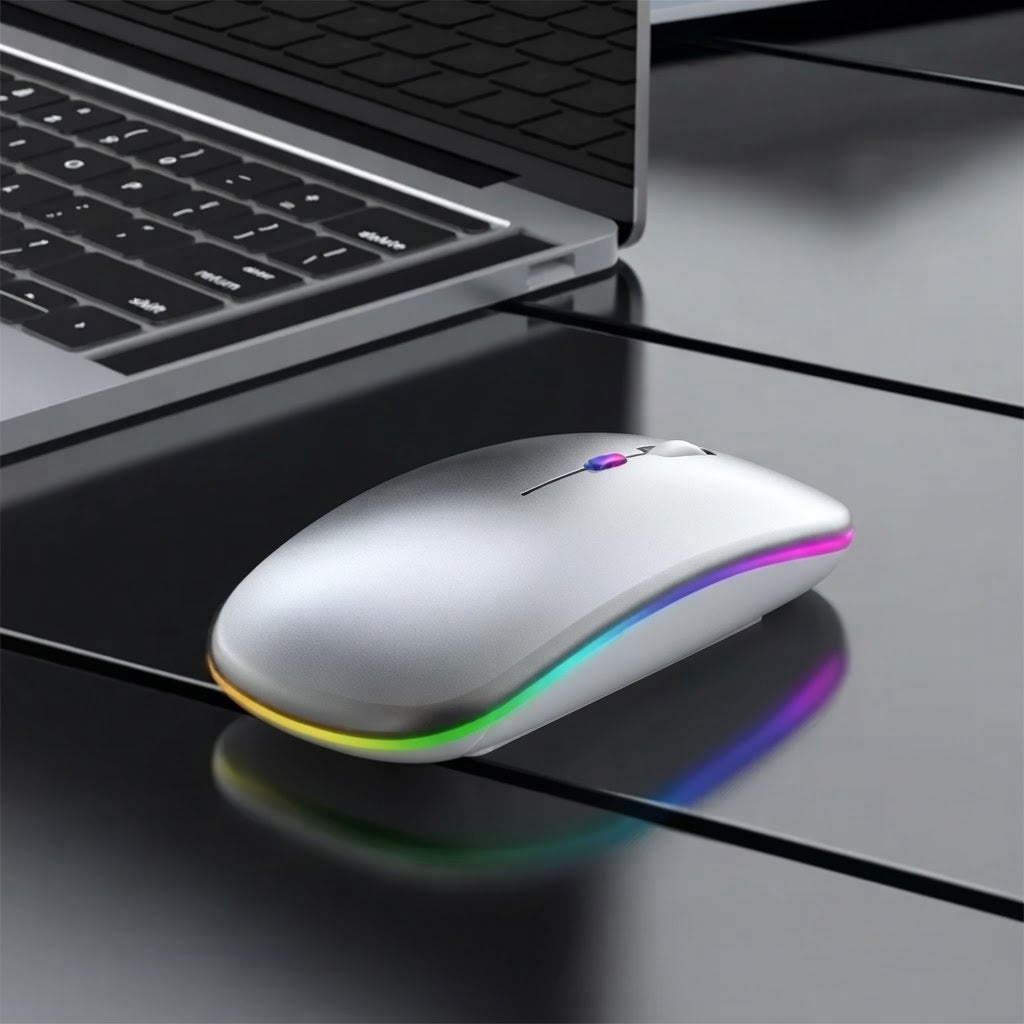 Mouse Raton Inalambrico Rgb Bluetooth Recargable Receptor Usb