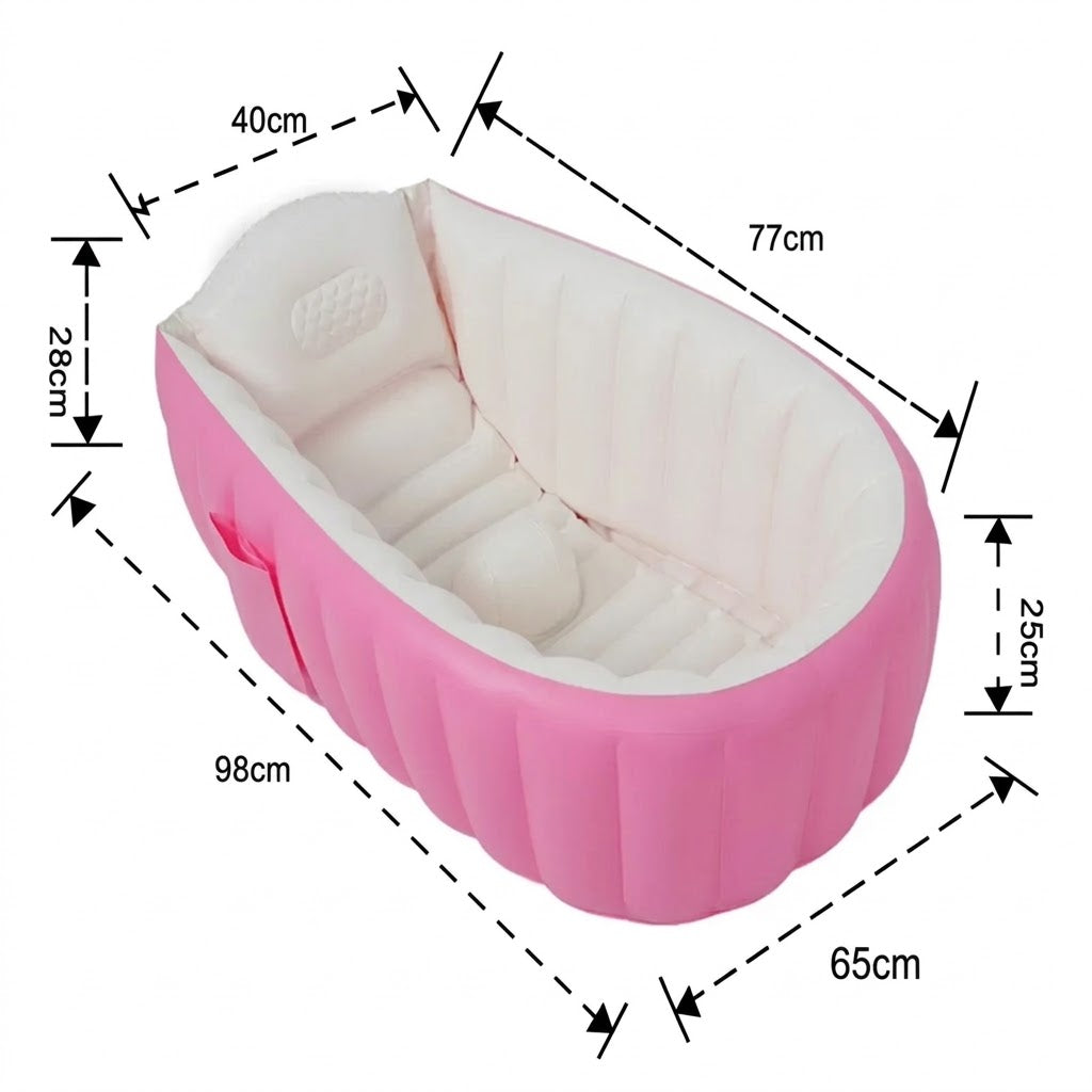 Bañera Tina Inflable Rosada Para Bebés Portátil Antideslizante Y Cómoda (Copia)