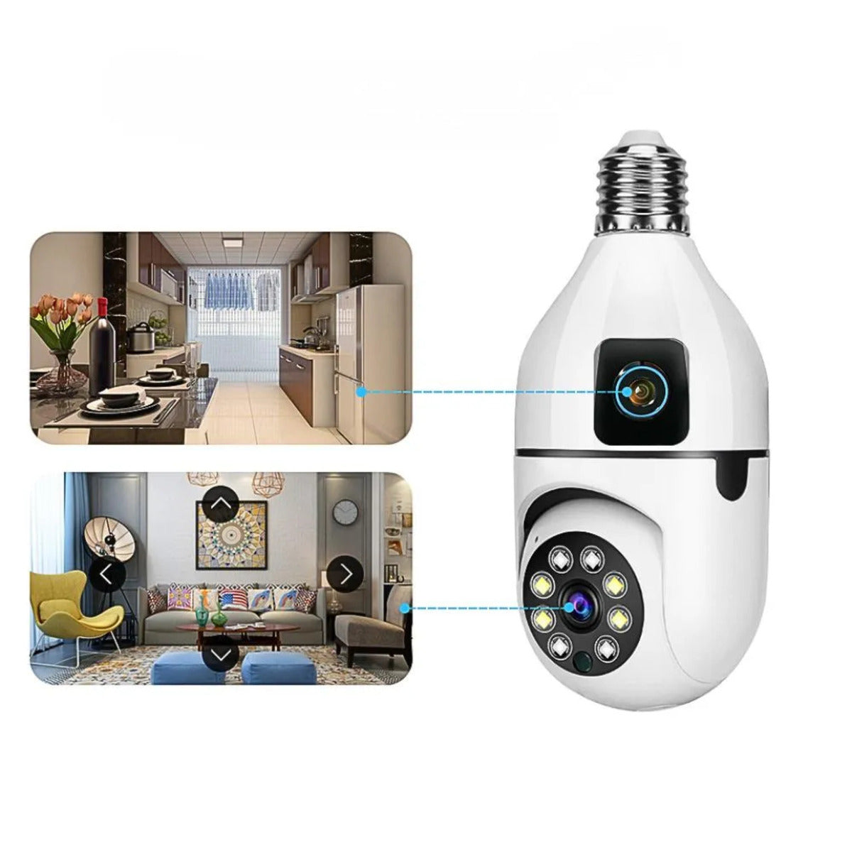 Cámara Interior Robótica De Bombillo Doble Lente Wifi V380