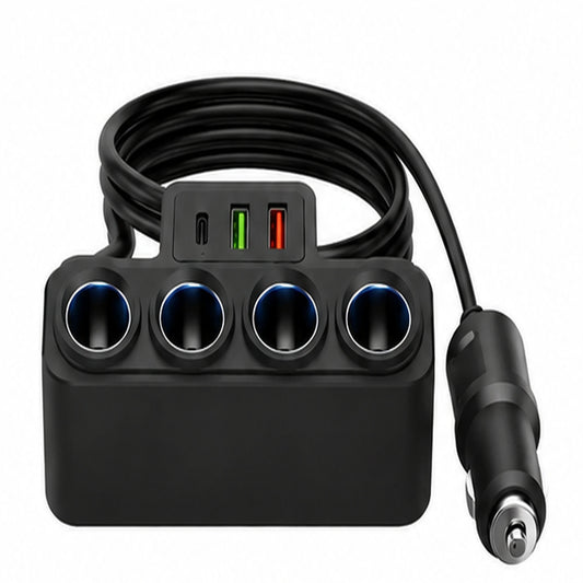 Cargador Multipuerto para Carro 4 Tomas + USB + USB-C 12V/24V
