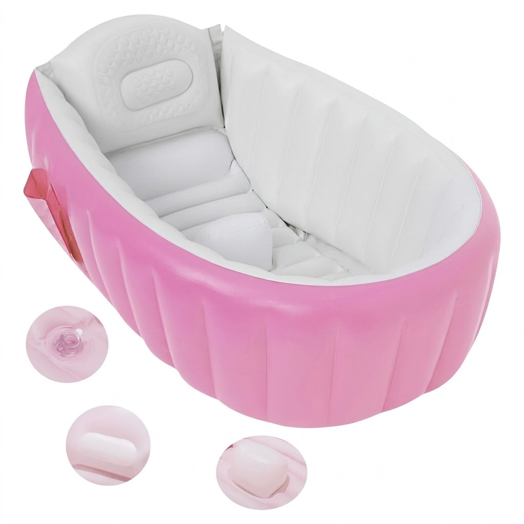 Bañera Tina Inflable Rosada Para Bebés Portátil Antideslizante Y Cómoda (Copia)