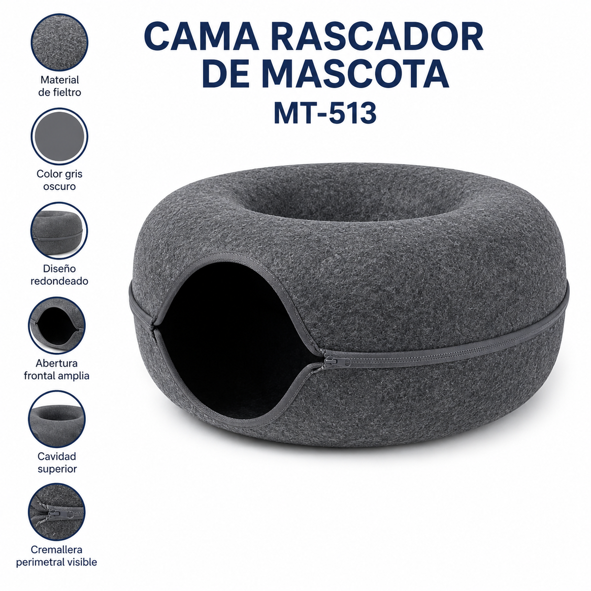 Cama Rascador de Mascota MT-513 – Cama Tipo Cueva, Cómoda y Plegable