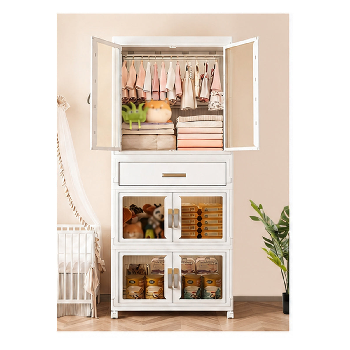 Armario Portátil Organizador Closet Plástico Plegable 64x42x161.5 cm