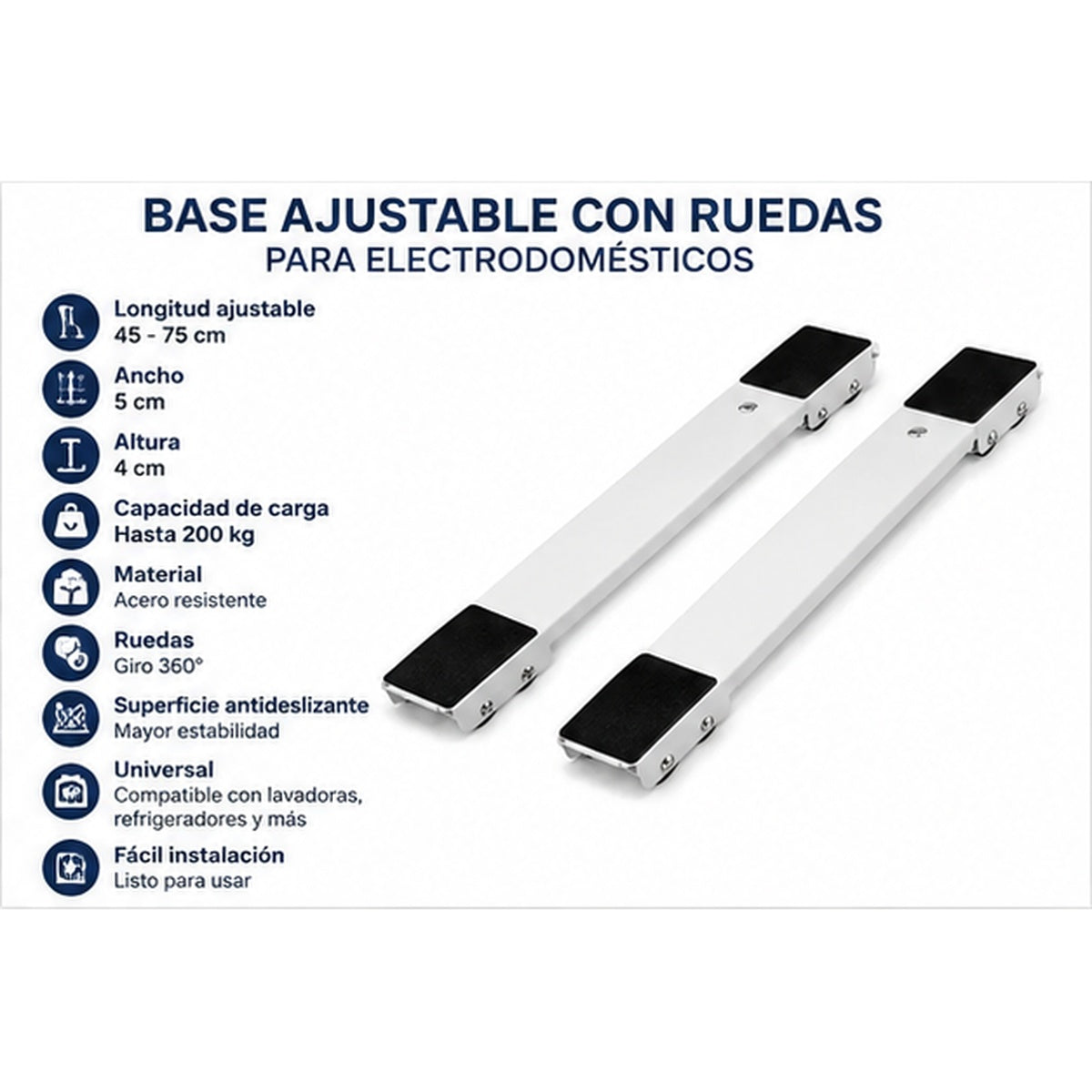 Base Ajustable con Ruedas para Electrodomésticos – Soporte Móvil Universal