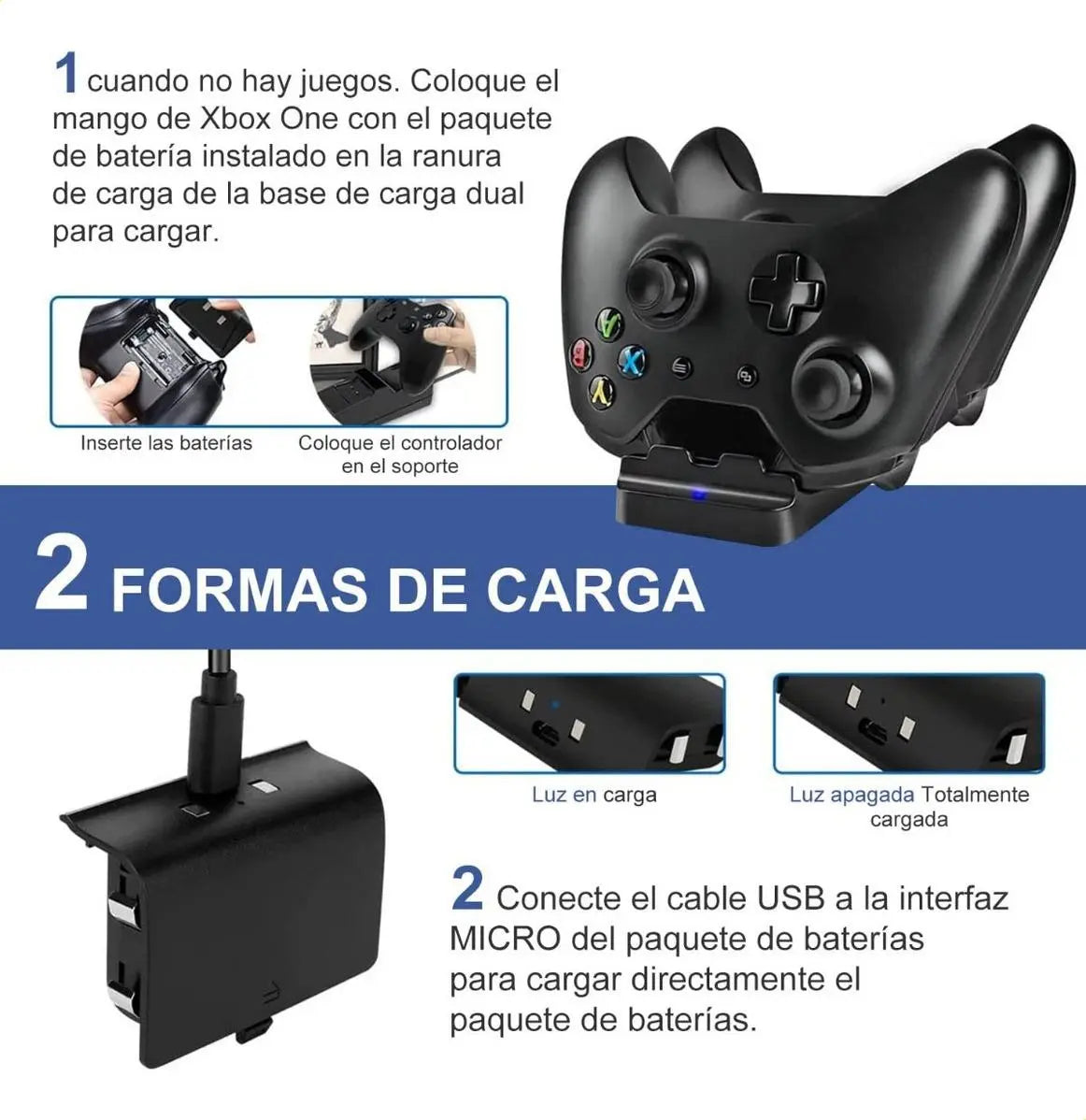 Carga Y Juega Base Doble Para Control Xbox One X S / Series