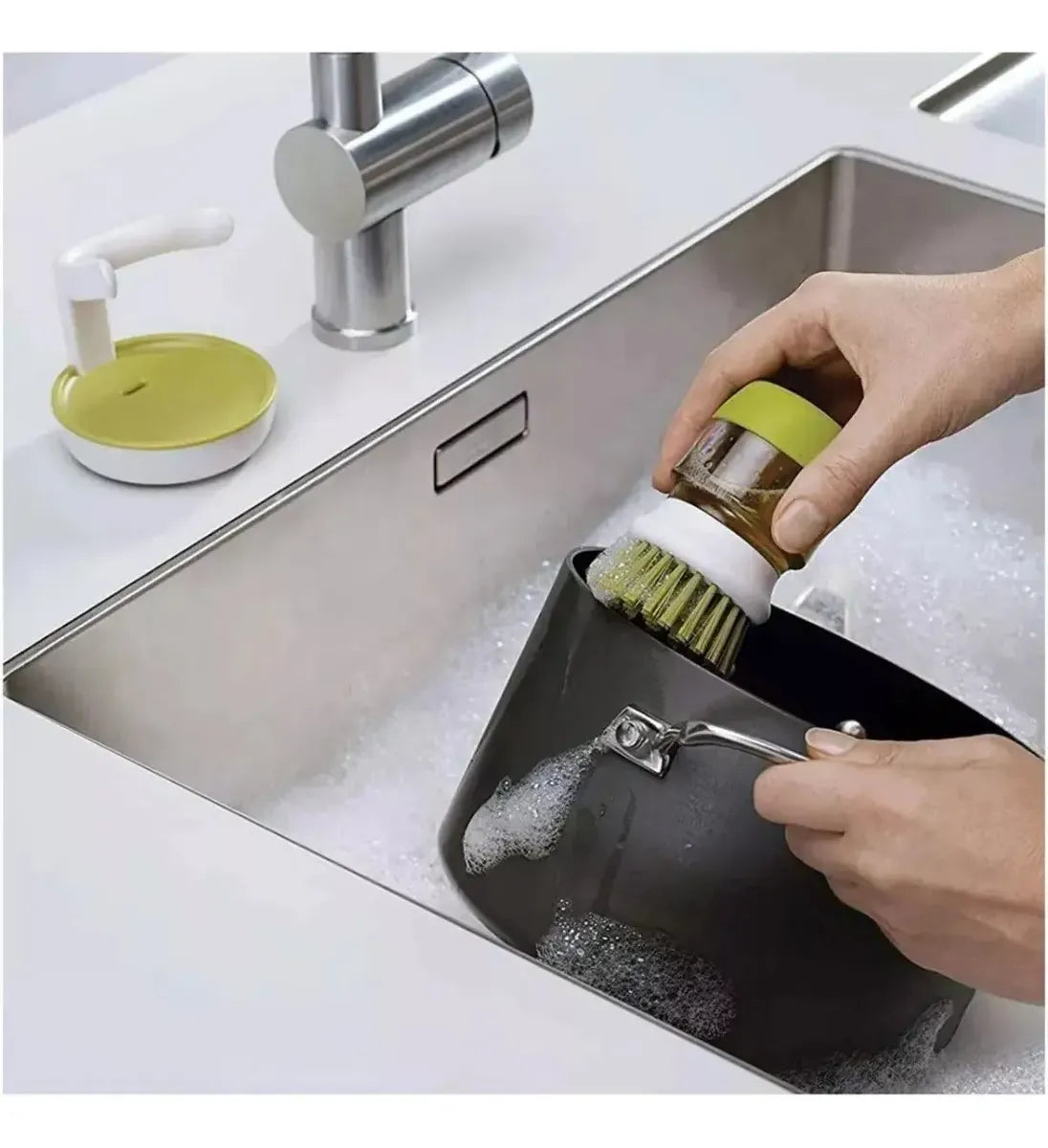Dispensador De Jabon Liquido Lavaplatos Con Cepillo Cocina