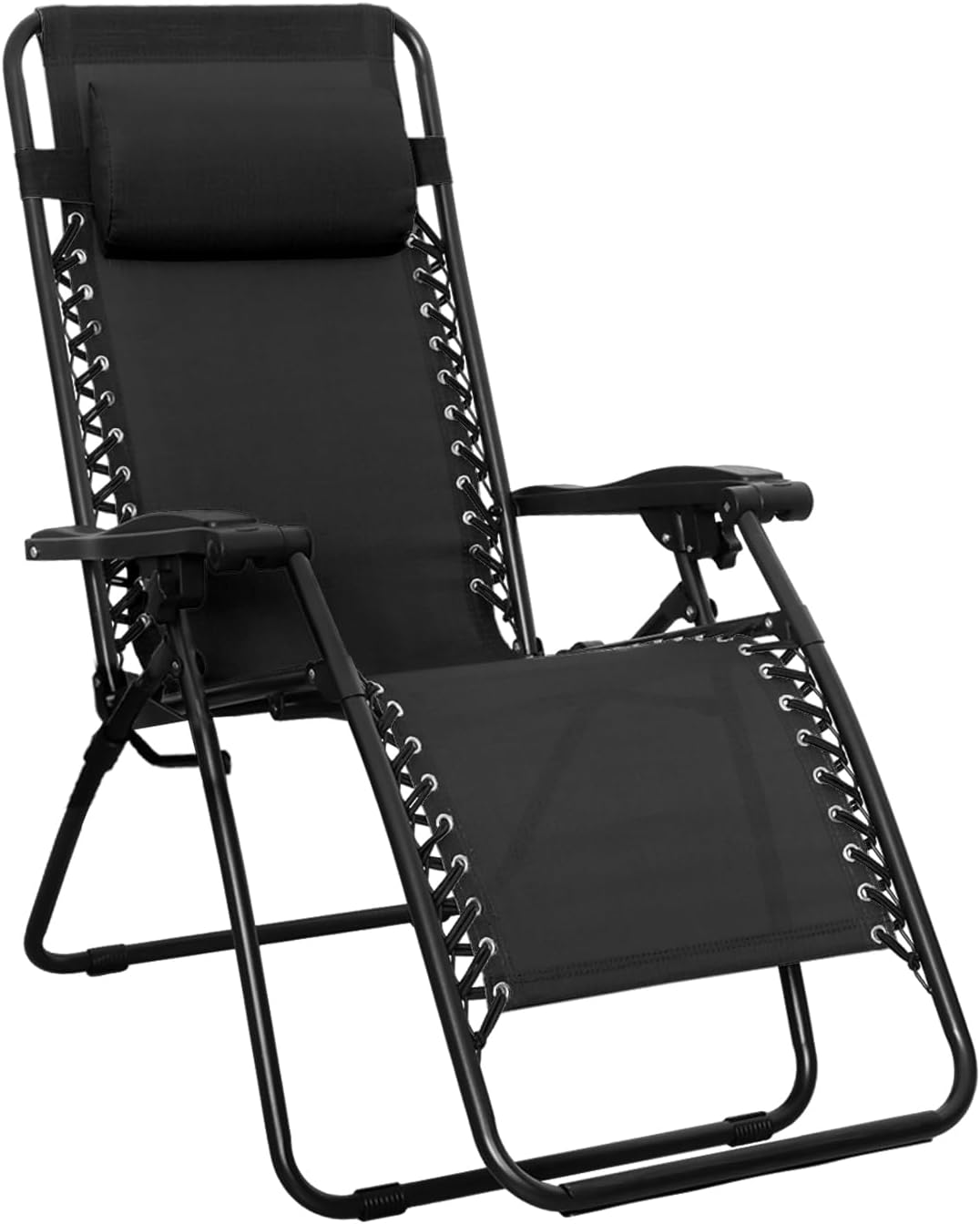 Sillón de gravedad cero para patio al aire libre con almohada, plegable reclinable y textileno ajustable, sillas de césped plegables para exteriores