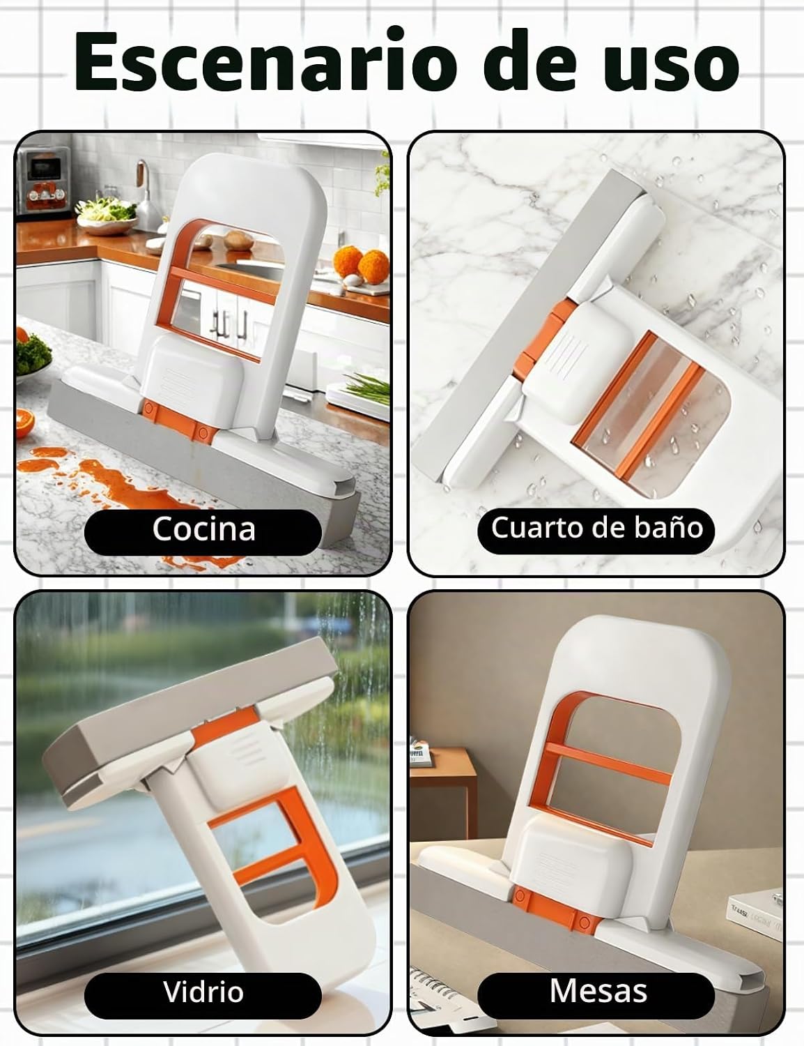 Mini Trapeador Plegable, Para Espacios Pequeños, Esponja De Limpieza Portátil Para Baño, Cocina, Encimeras, Vidrio, Azulejos - Uso Húmedo/Seco