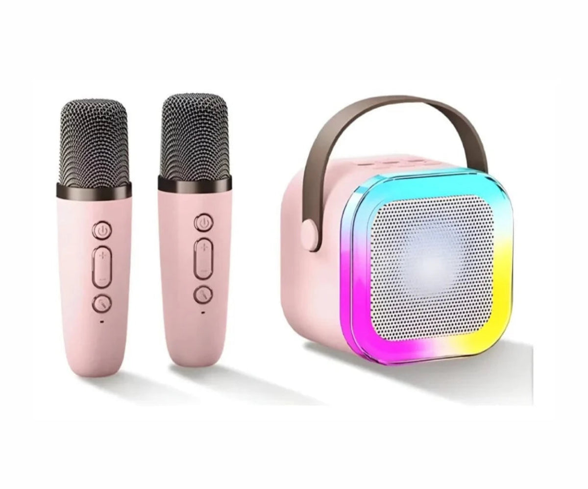 Mini Karaoke Para Niños, Bluetooth 2 Micrófono Inalámbricos