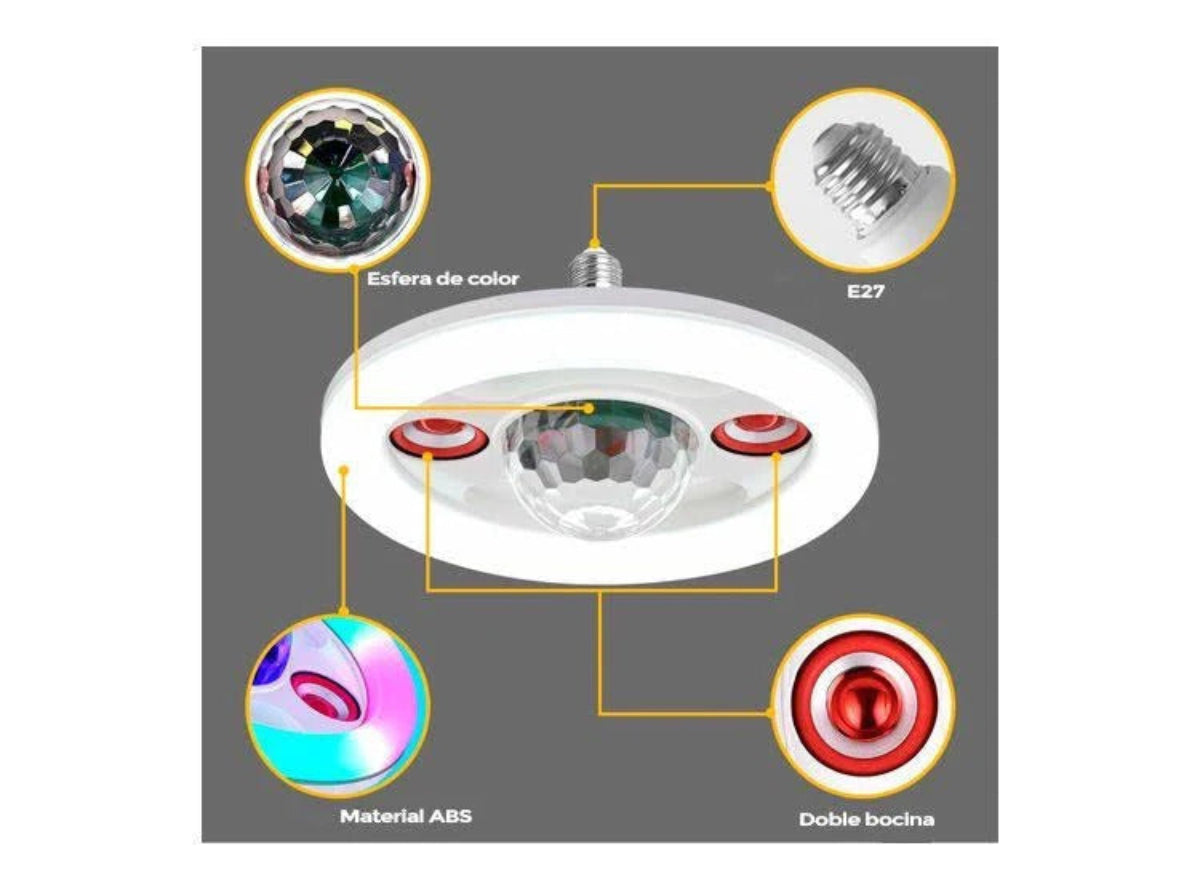 Lampara Rgb Musical Bluetooth Doble Parlante 48W