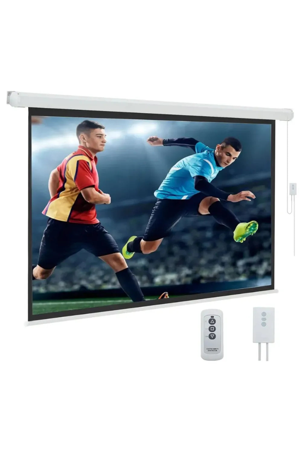Telón Eléctrico para Proyector 84" con Control Remoto | Pantalla Motorizada 16:9 HD