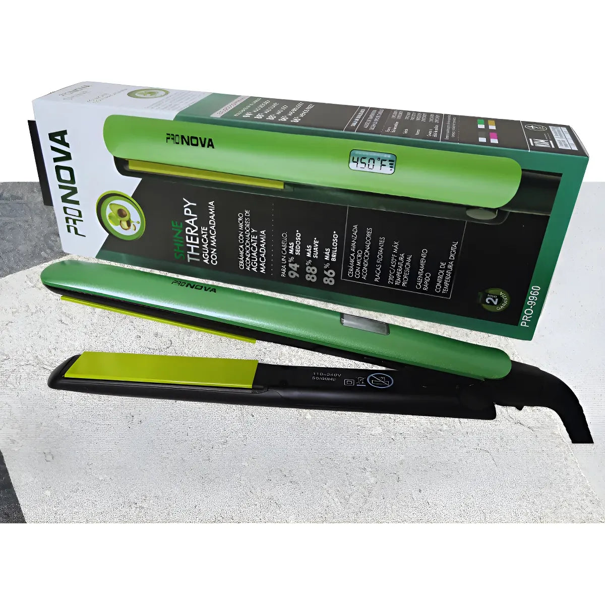 Plancha Alisadora Cabello Pronova Shine Therapy Aguacate
