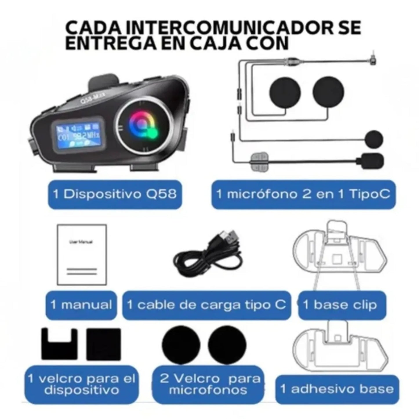 Intercomunicador Doble Q58 Max Batería De Larga Duración