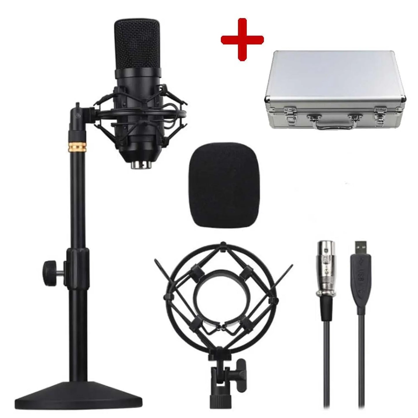 Micrófono Condensador BM-700 con Maletín de Aluminio para Streaming, Podcast y Grabación